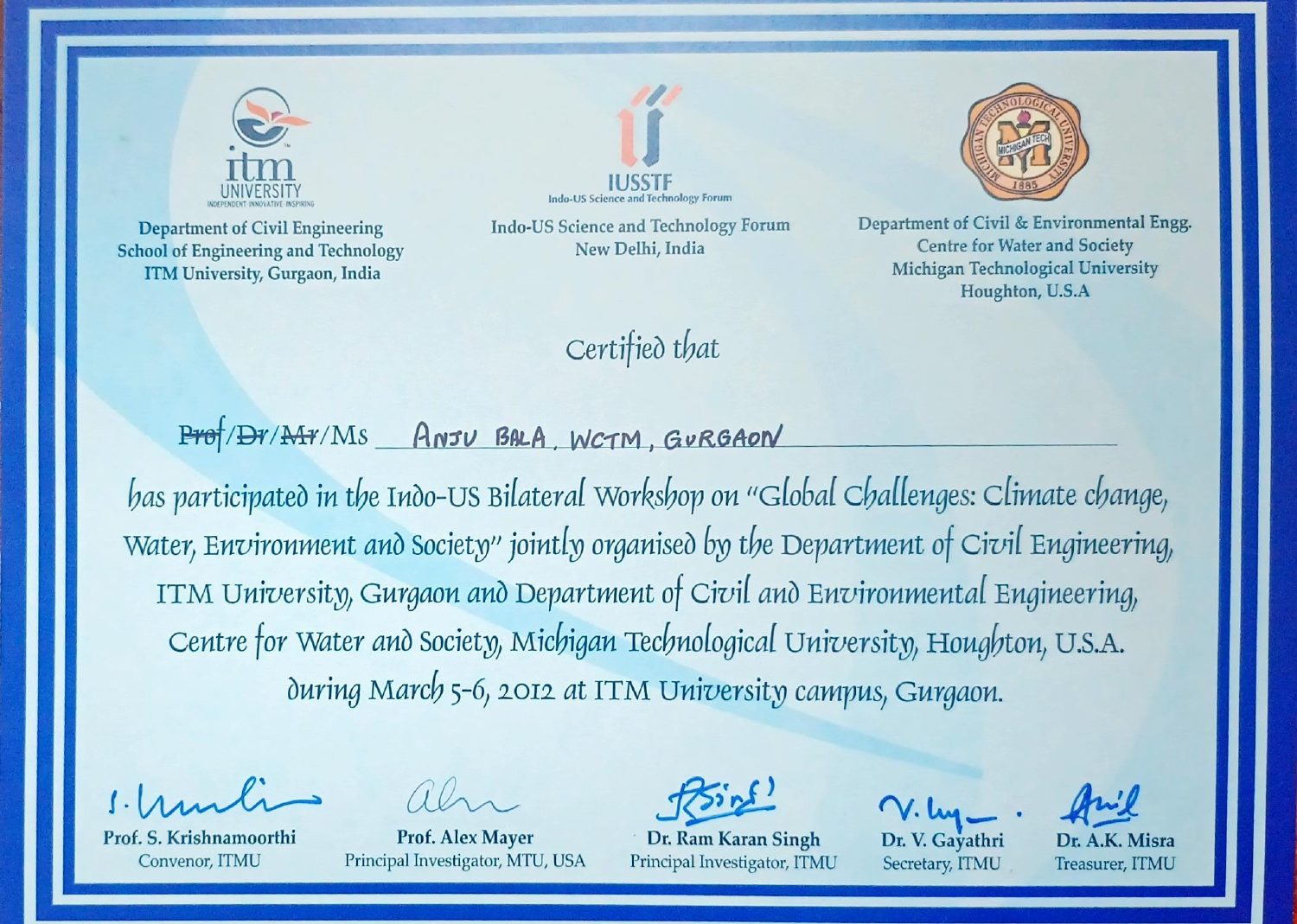 Indo-US Bilateral Workshop (2012)